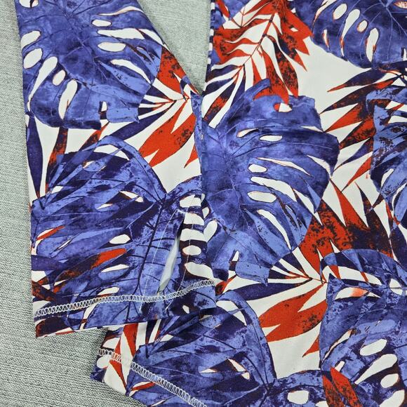 Silver Bait Wom LG Purple Red Leaf Print Fishing Swim Beach Long Sleeve Top EUC - Picture 5 of 9
